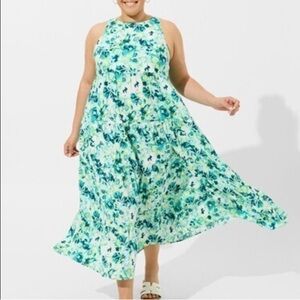 Torrid Plus Size Green Floral Maxi Dress | Easter Spring Church |Spring Dress